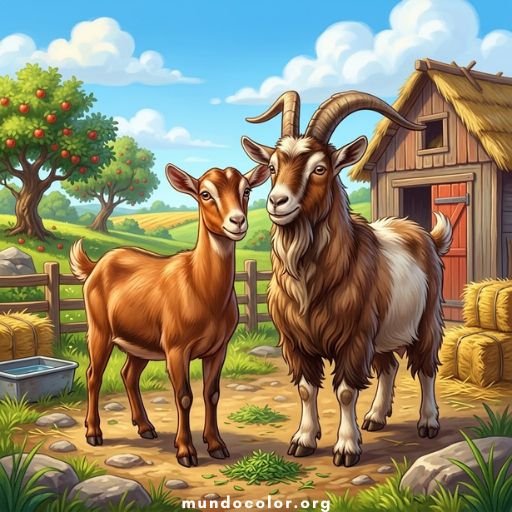 Dibujo de Cabras y Cabritas 🐐