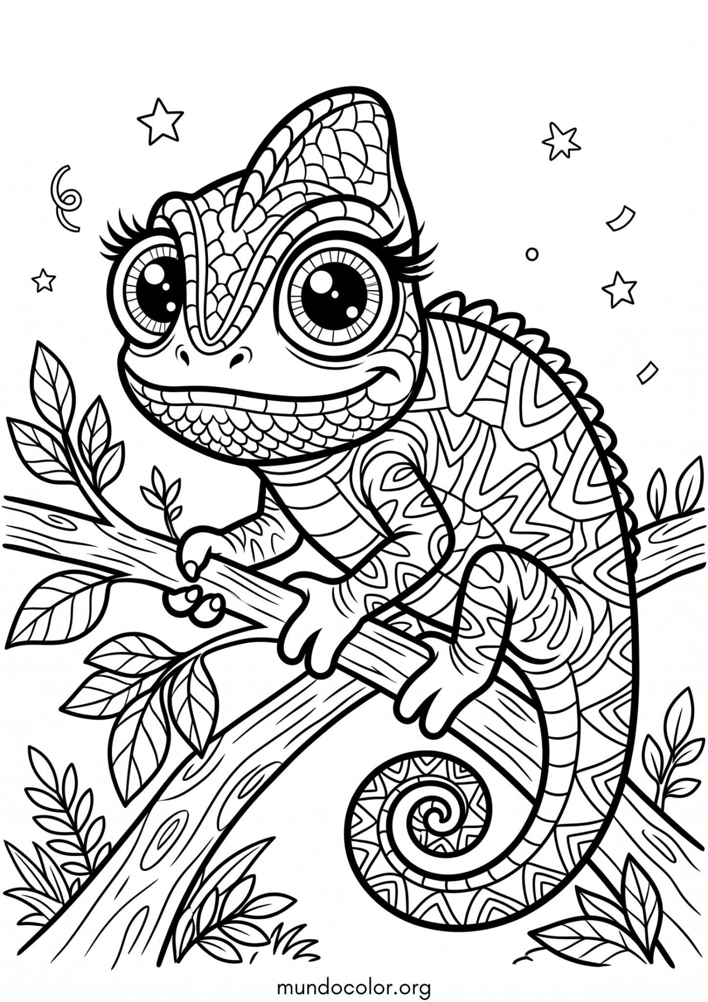 Dibujo de Camaleón animado para imprimir Dibujo de Camaleón animado para colorear