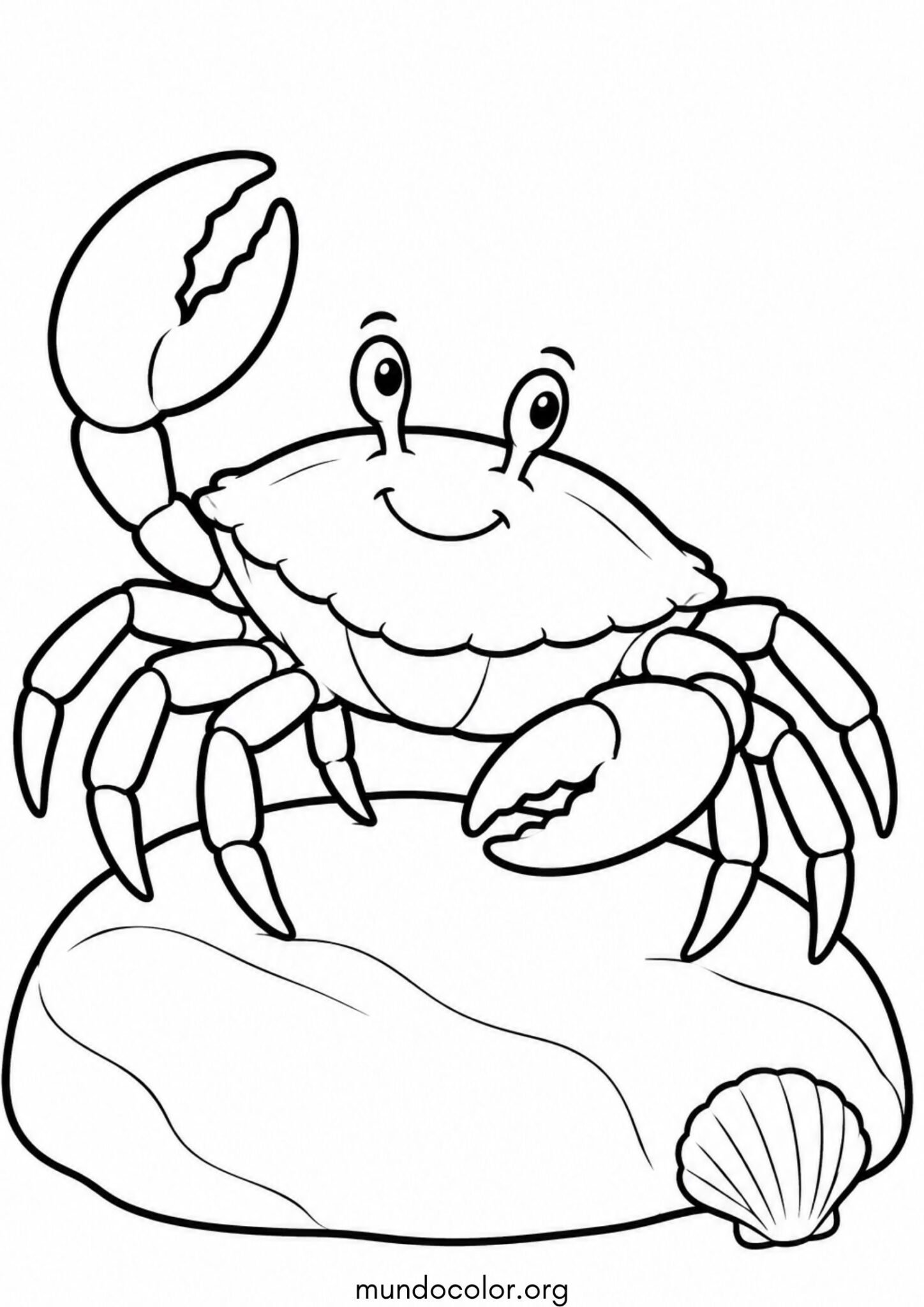 Dibujo de Cangrejo sobre una roca en el fondo marino para colorear