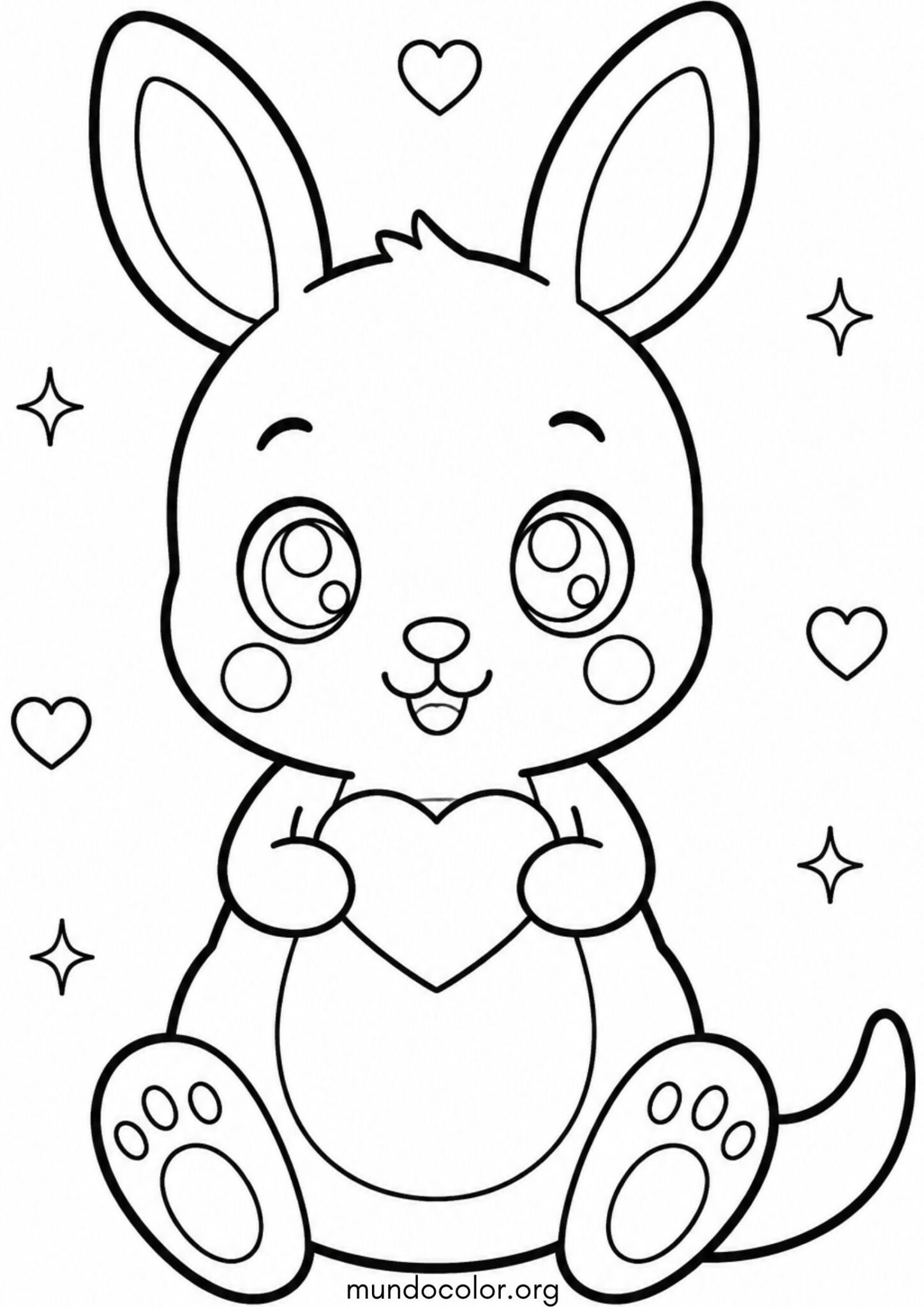 Dibujo de Canguro bebé tierno estilo kawaii para imprimir Dibujo de Canguro bebé tierno estilo kawaii para colorear