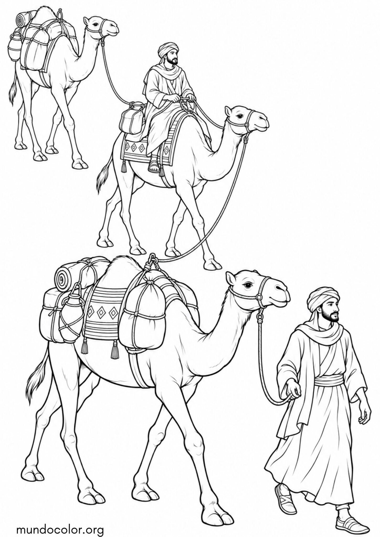 Dibujo de Caravana de camellos para imprimir Dibujo de Caravana de camellos para colorear