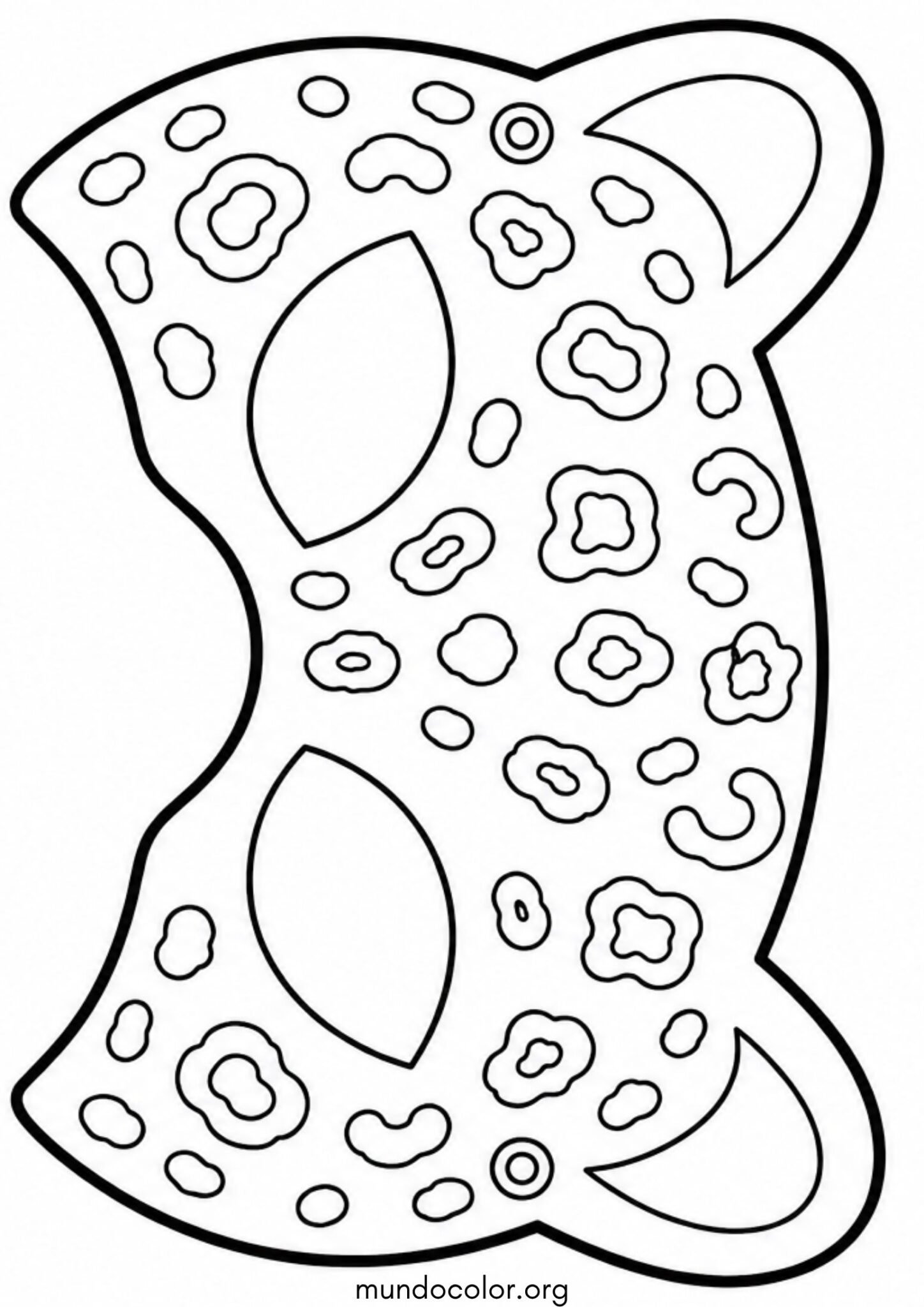 Dibujo de Máscara / Careta de leopardo con orejas y manchas para recortar para colorear