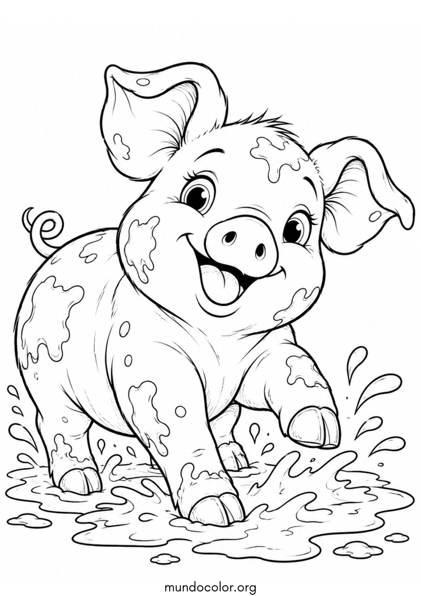 Dibujo de Cerdito en el lodo para imprimir Dibujo de Cerdito en el lodo para colorear