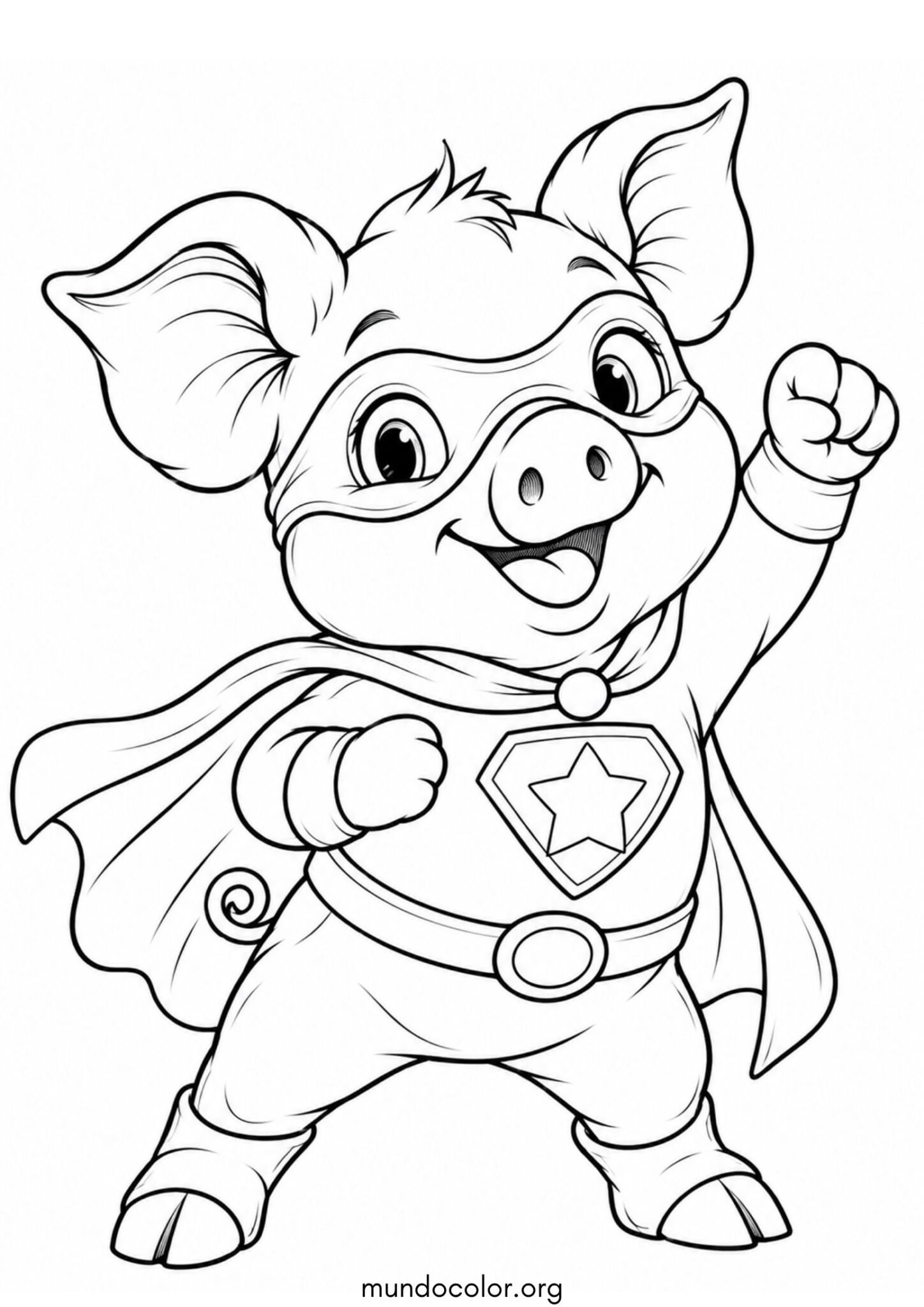Dibujo de Cerdito superhéroe para colorear
