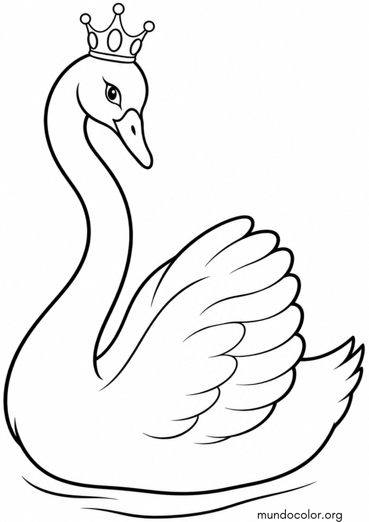 Dibujo de Cisne con corona para imprimir Dibujo de Cisne con corona para colorear