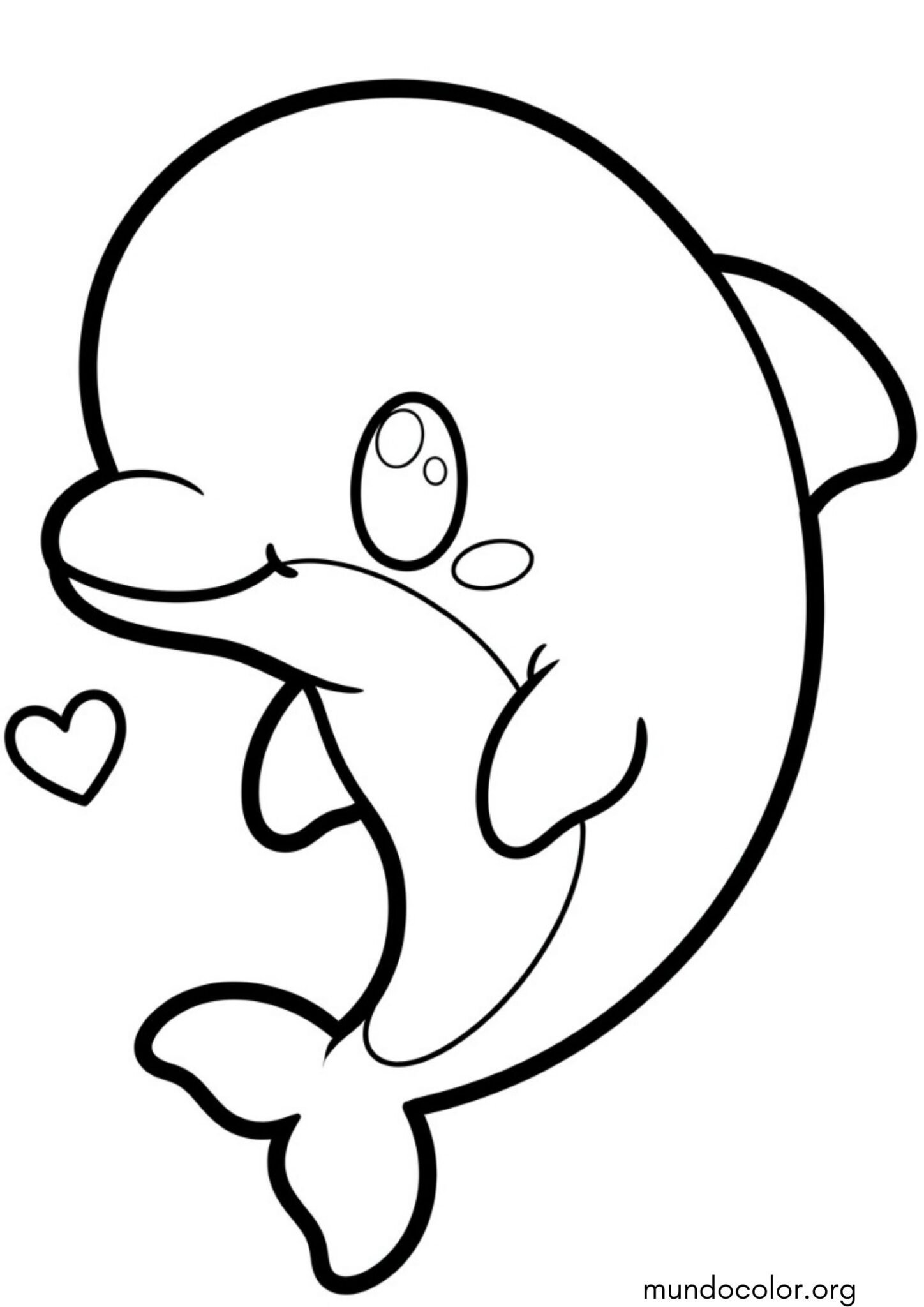 Dibujo de Delfín estilo kawaii para imprimir Dibujo de Delfín estilo kawaii para colorear