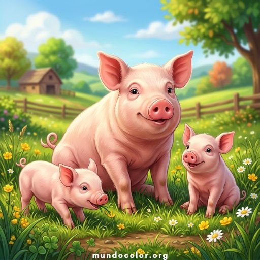 Dibujo de Cerditos y Cerdos 🐷