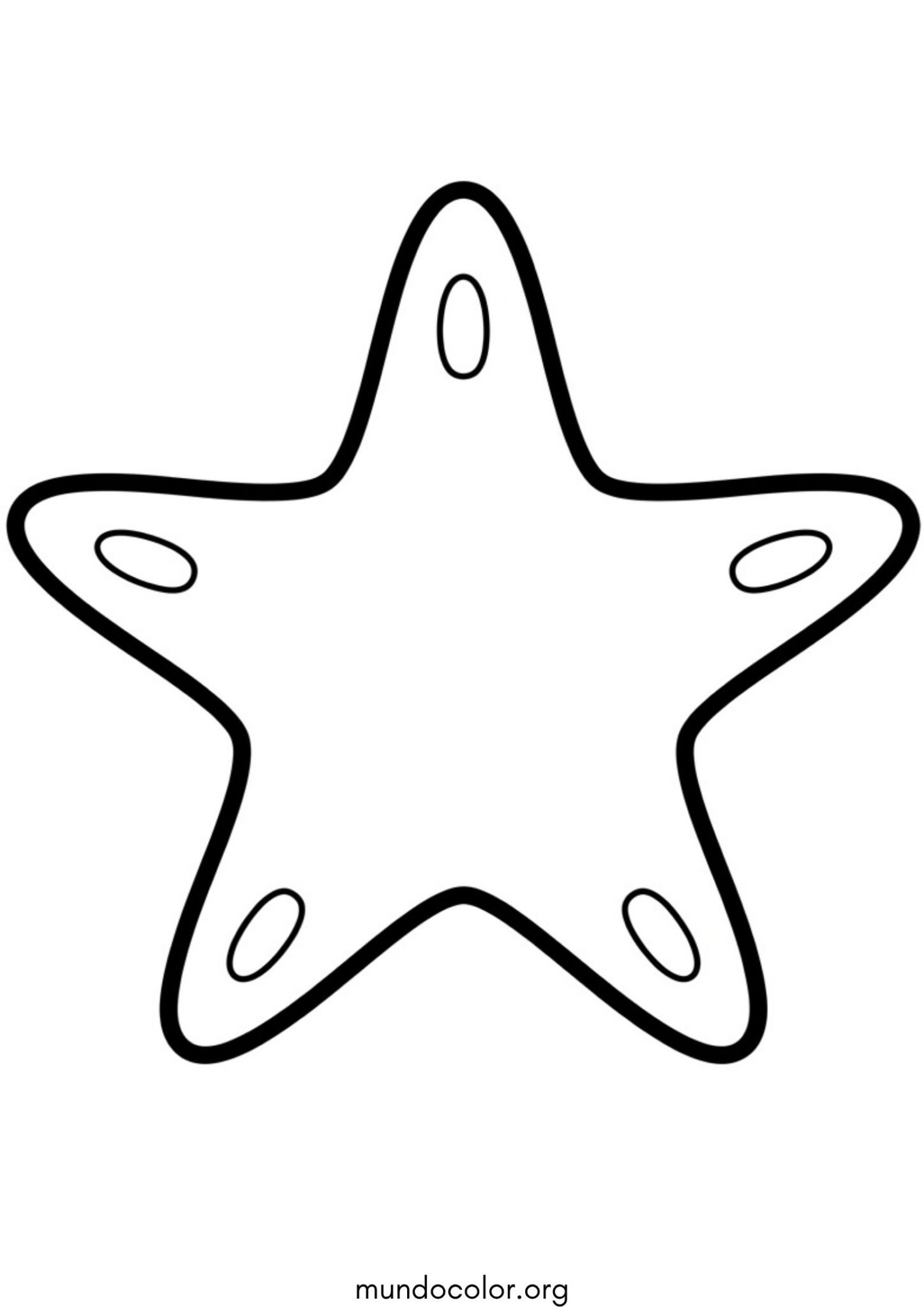Dibujo de Estrella de mar fácil para niños pequeños para colorear
