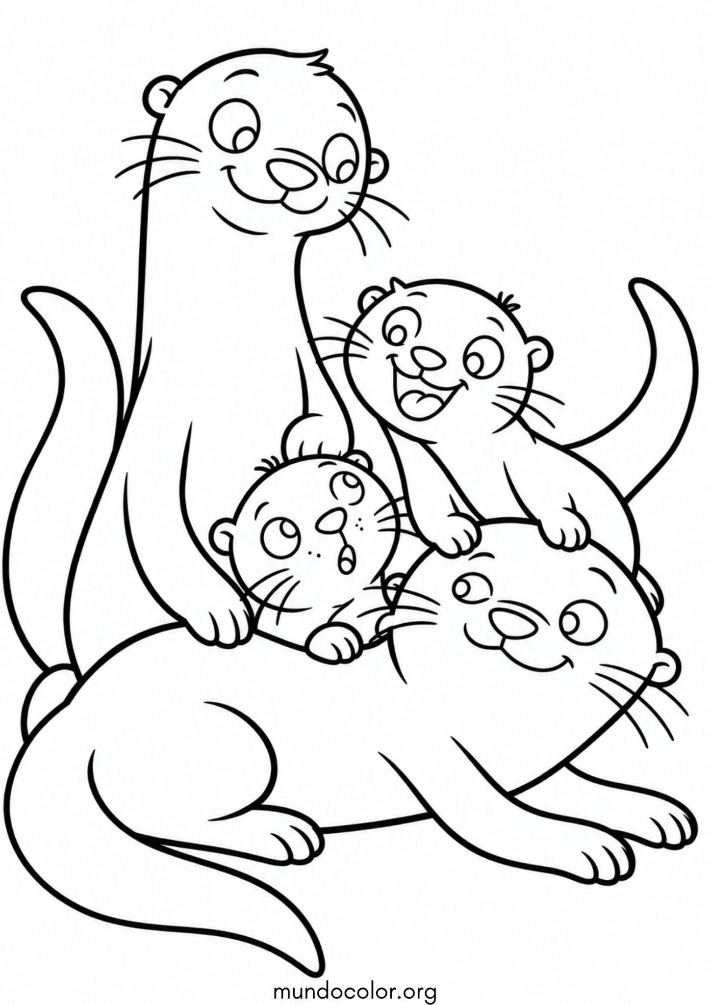 Dibujo de Familia de nutrias de río para colorear