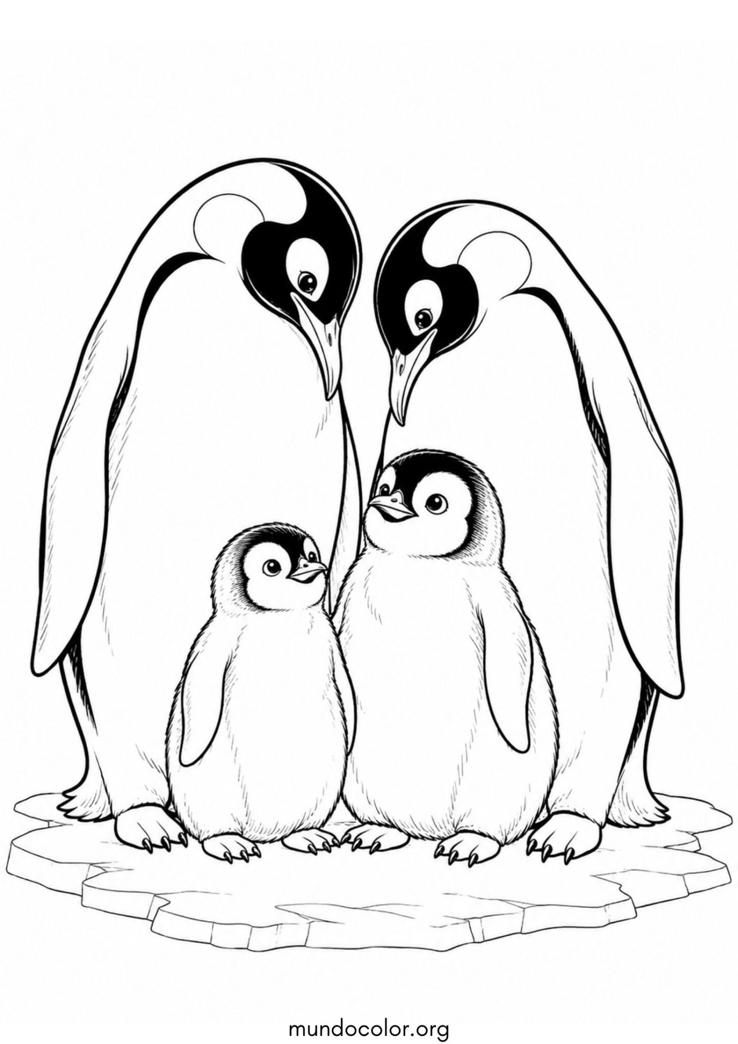 Dibujo de Familia de pingüinos para colorear