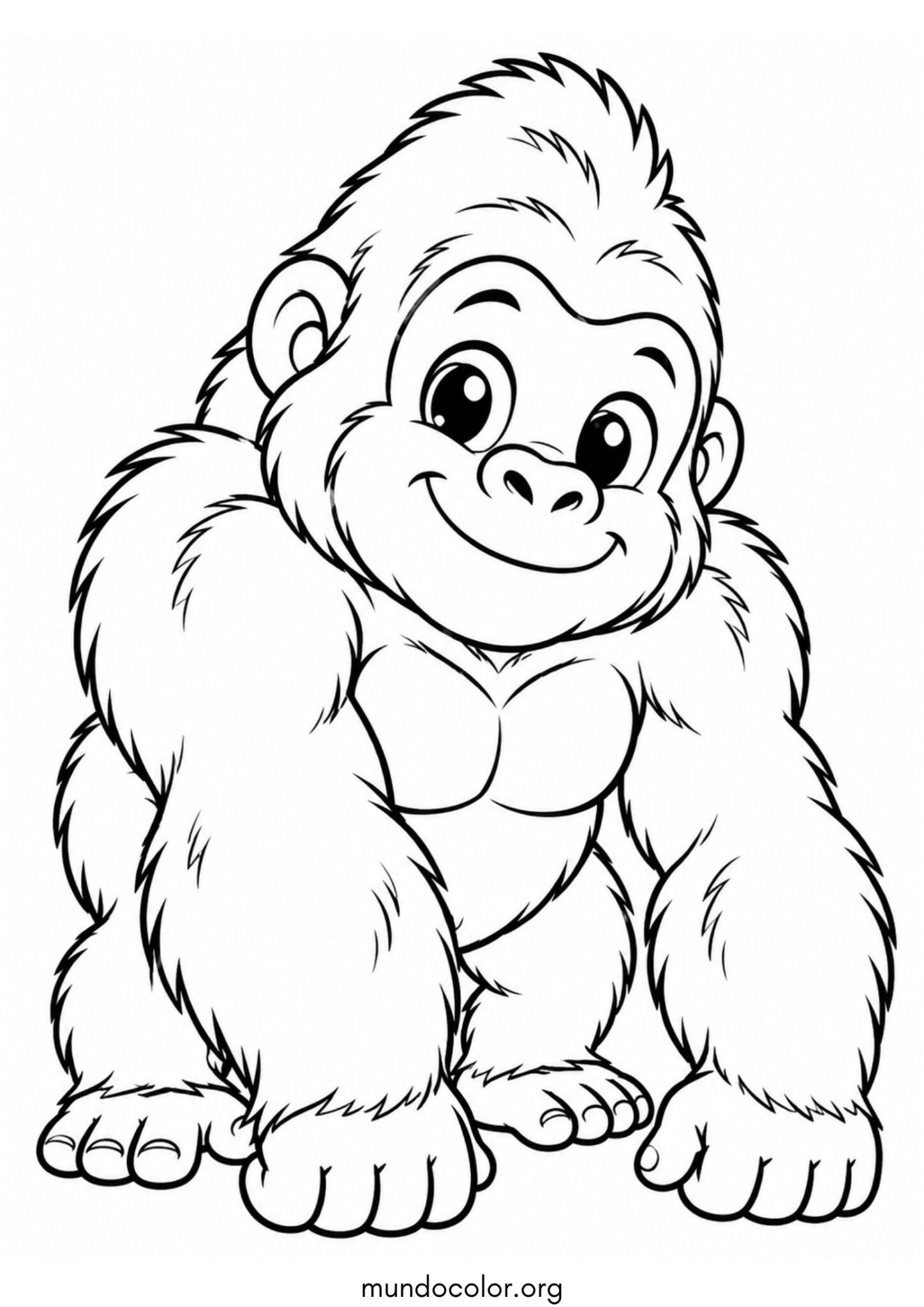 Dibujo de Gorila estilo kawaii para colorear