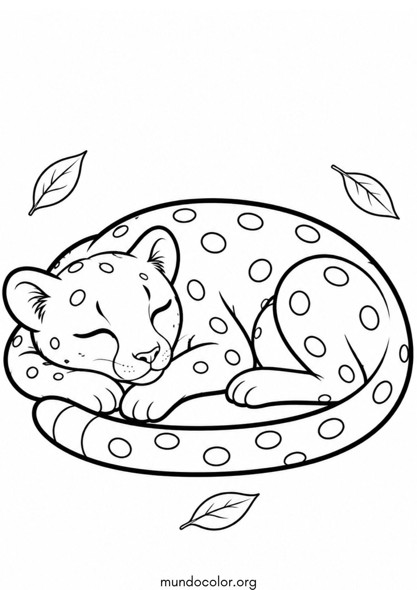 Dibujo de Guepardo acurrucado hecho una bolita para colorear
