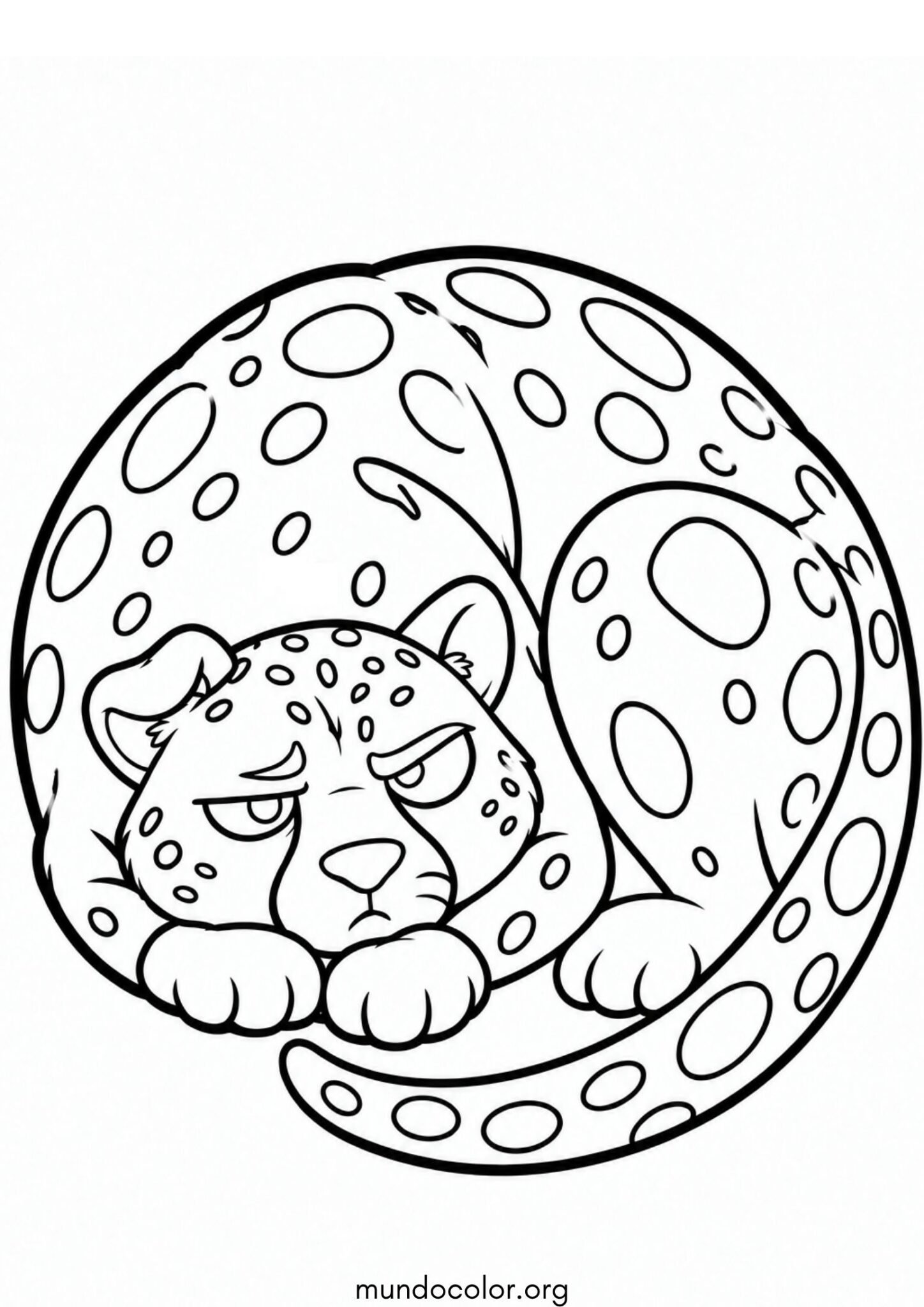 Dibujo de Guepardo acurrucado hecho una bolita para colorear