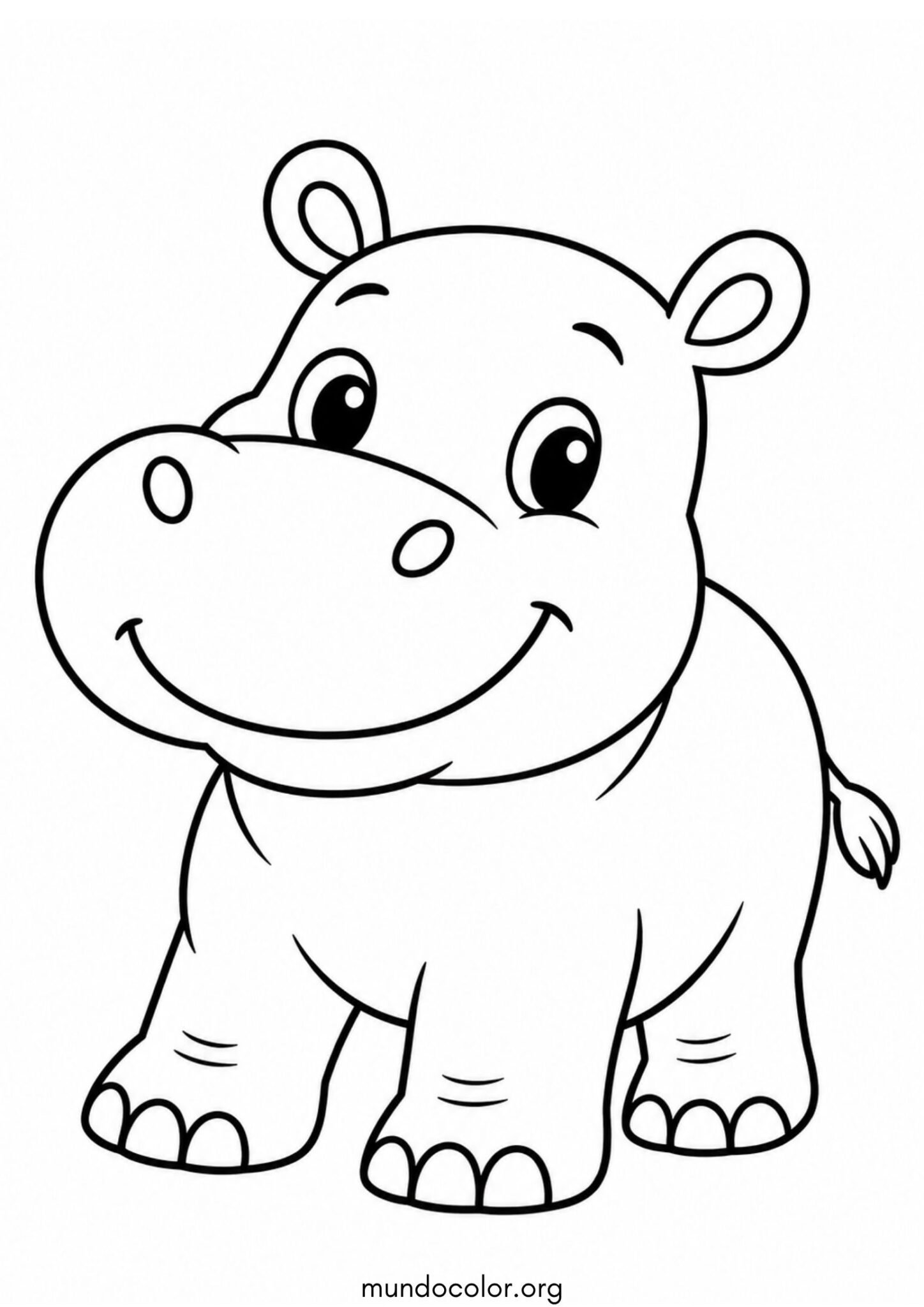 Dibujo de Hipopótamo fácil para niños pequeños para imprimir Dibujo de Hipopótamo fácil para niños pequeños para colorear