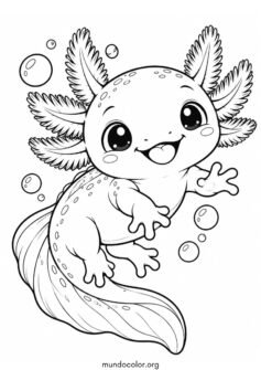Lindo ajolote estilo kawaii