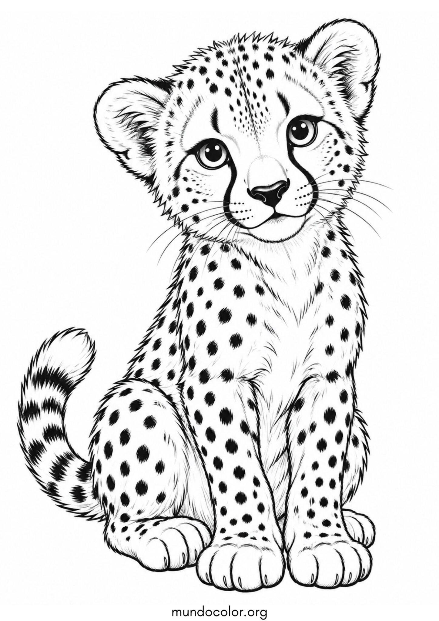 Dibujo de Lindo cachorro de guepardo esponjoso para imprimir Dibujo de Lindo cachorro de guepardo esponjoso para colorear