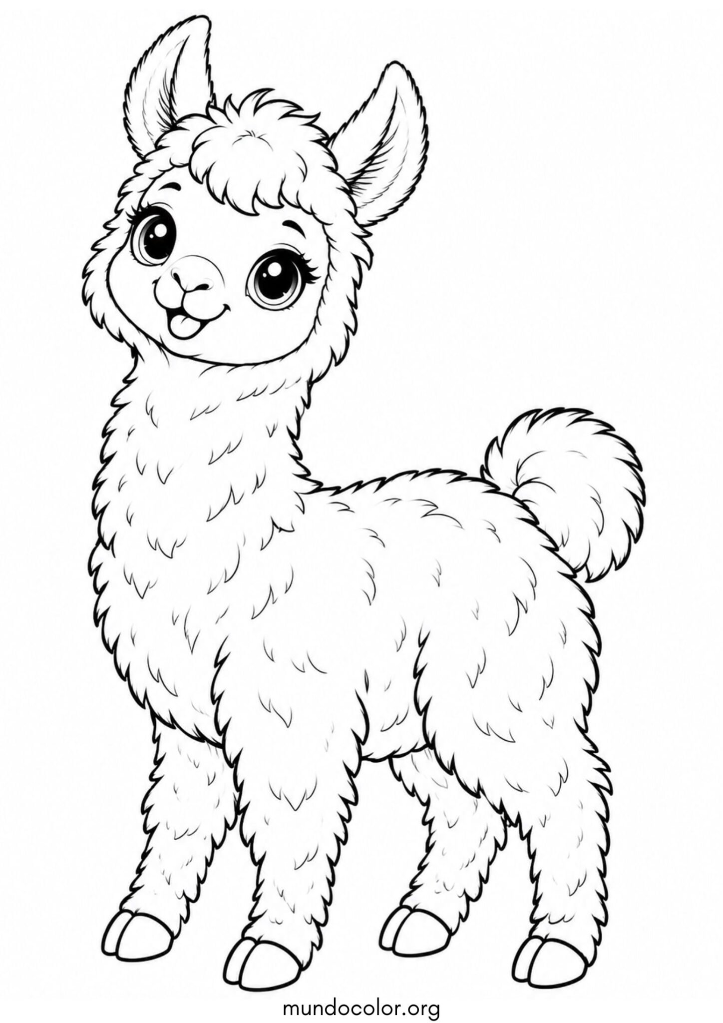 Dibujo de Llama estilo kawaii para imprimir Dibujo de Llama estilo kawaii para colorear