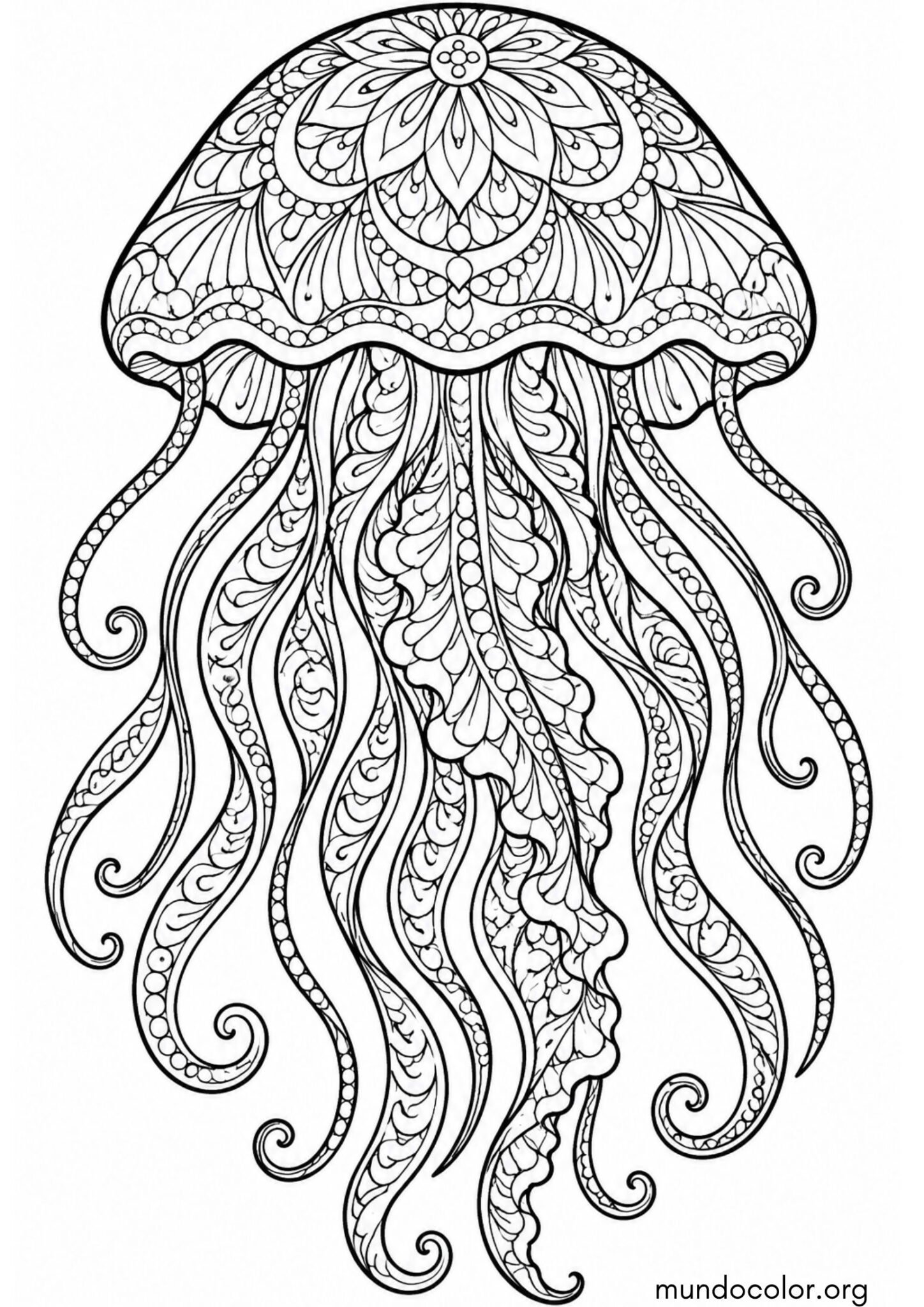 Dibujo de Mándala de medusa antiestrés para imprimir Dibujo de Mándala de medusa antiestrés para colorear