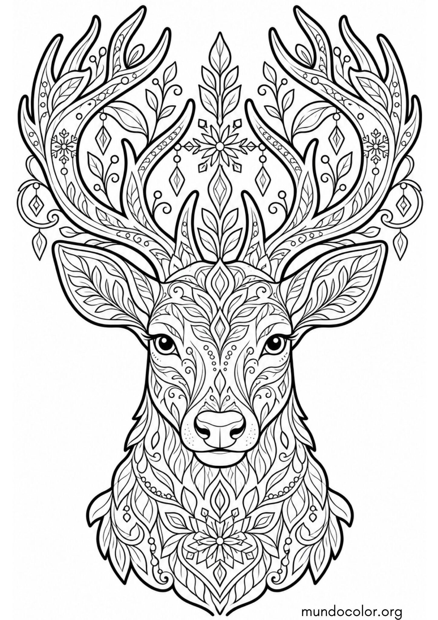 Dibujo de Mándala de reno para imprimir Dibujo de Mándala de reno para colorear