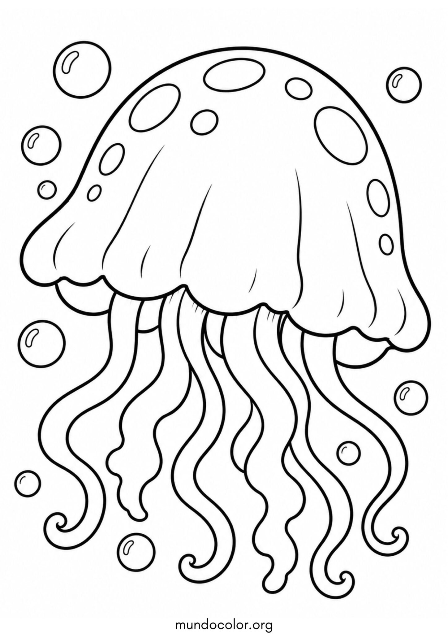 Dibujo de Medusa fácil para niños pequeños para colorear