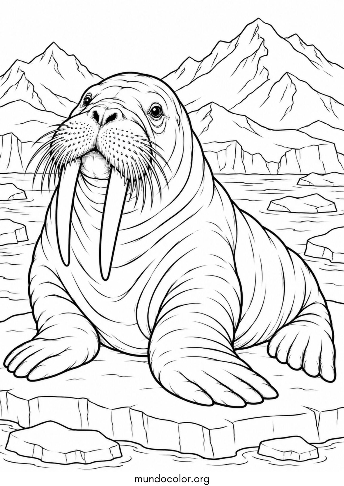 Dibujo de Morsa realista para colorear