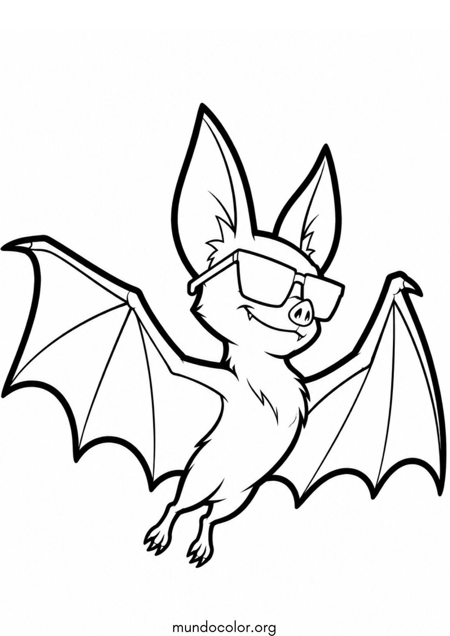 Dibujo de Murciélago con gafas de sol para imprimir Dibujo de Murciélago con gafas de sol para colorear
