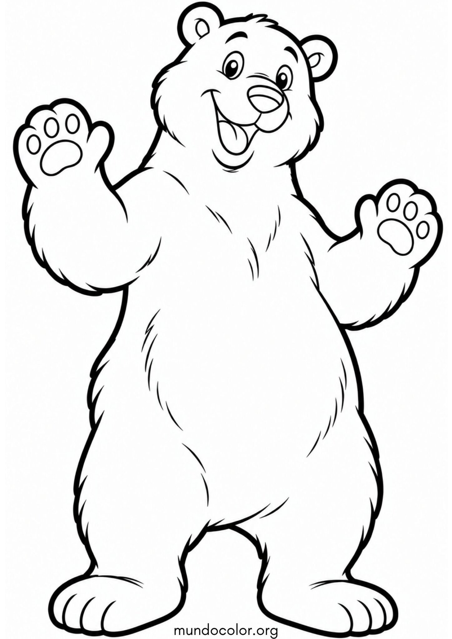 Dibujo de Oso polar erguido sobre sus patas traseras para colorear