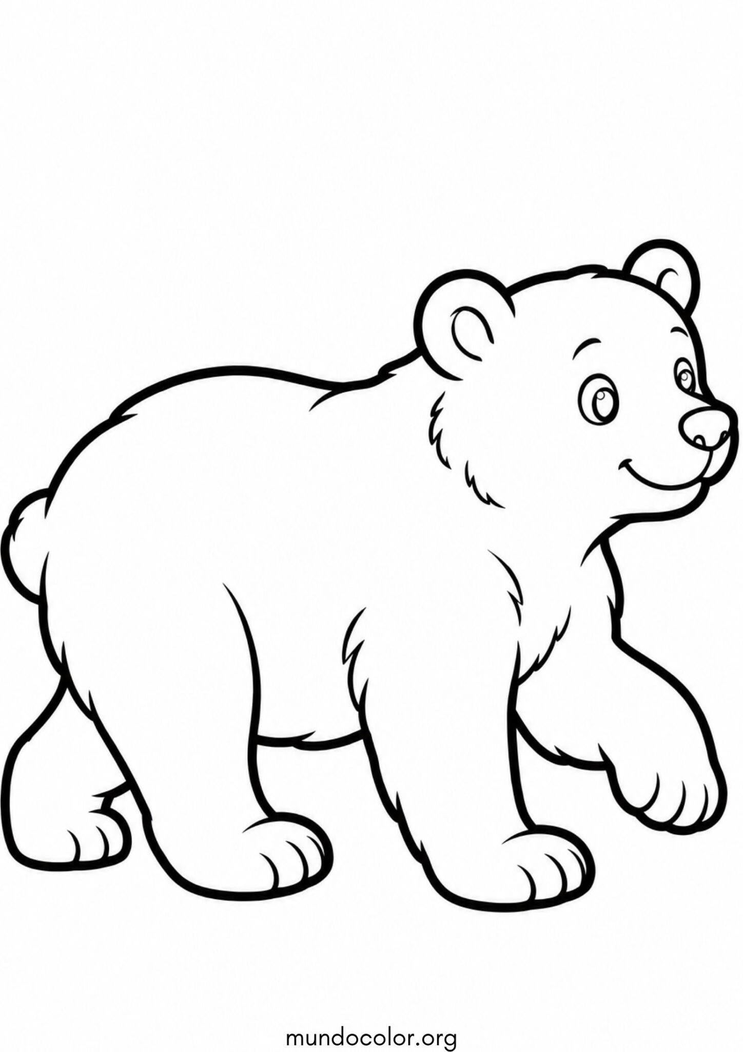 Dibujo de Oso polar fácil para niños pequeños para colorear
