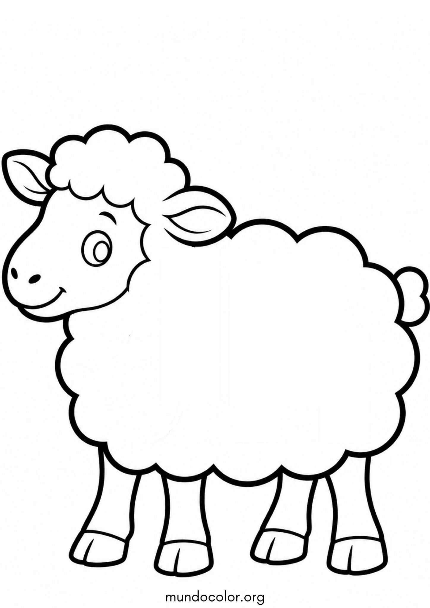 Dibujo de Oveja fácil para niños pequeños para colorear