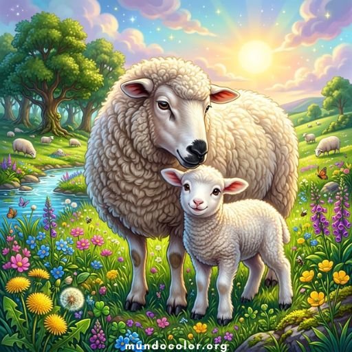 Dibujo de Ovejas y Corderos 🐑