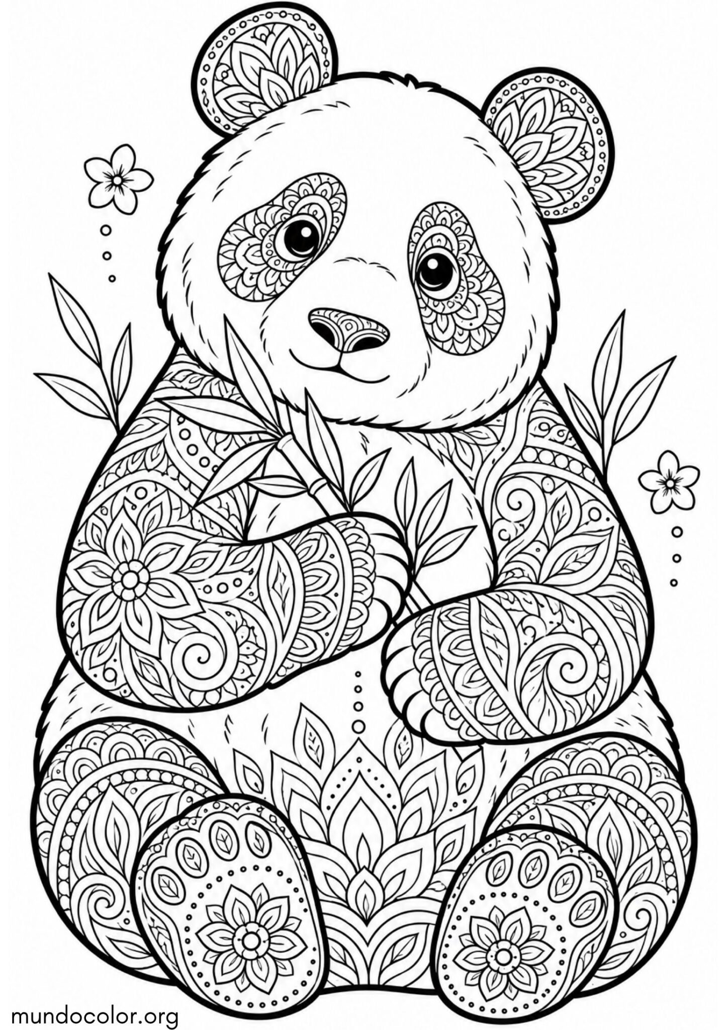 Dibujo de Panda antiestrés para imprimir Dibujo de Panda antiestrés para colorear