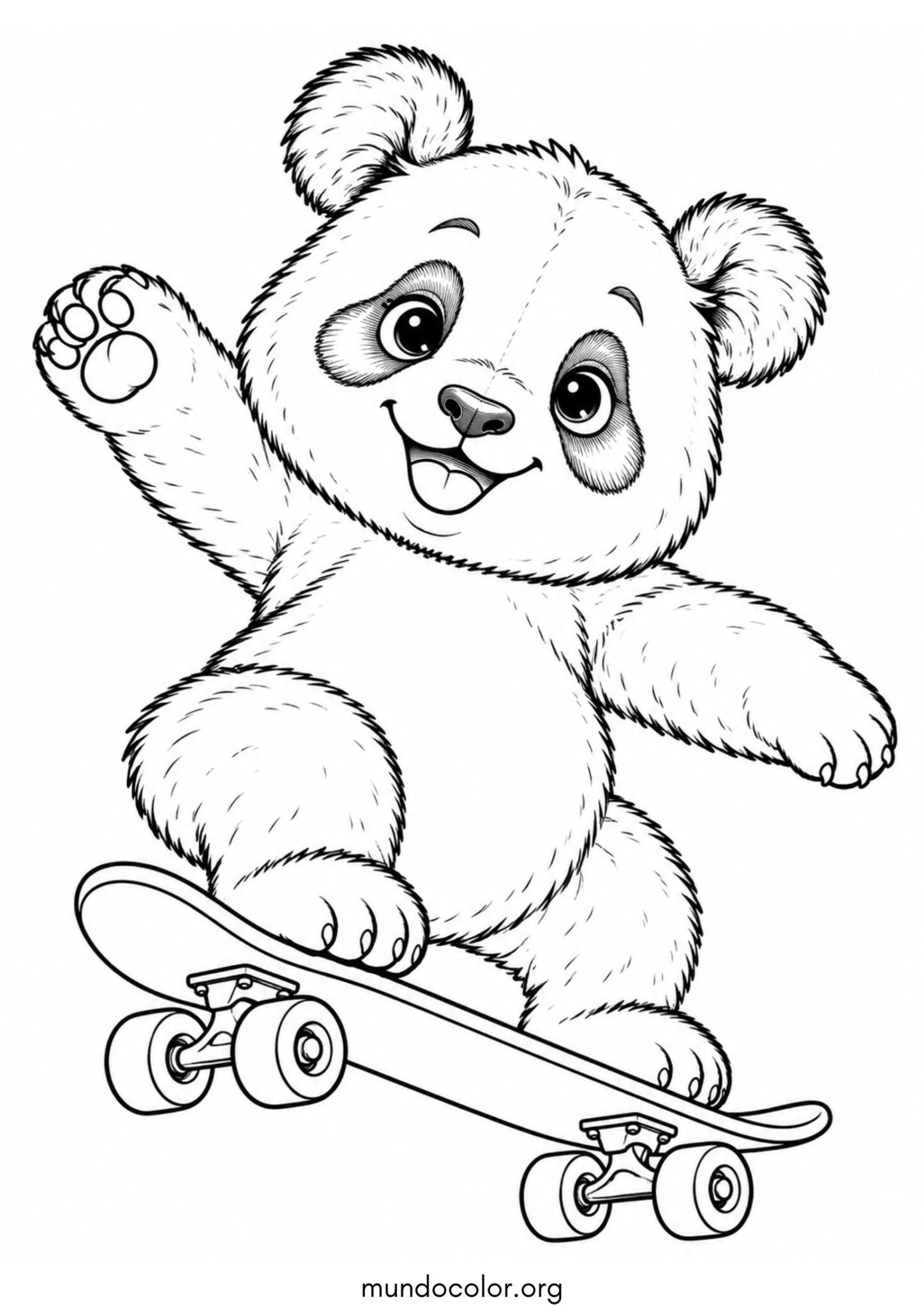 Dibujo de Panda en patineta para colorear