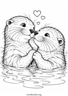 Pareja de nutrias enamoradas frotándose las naricitas con ternura