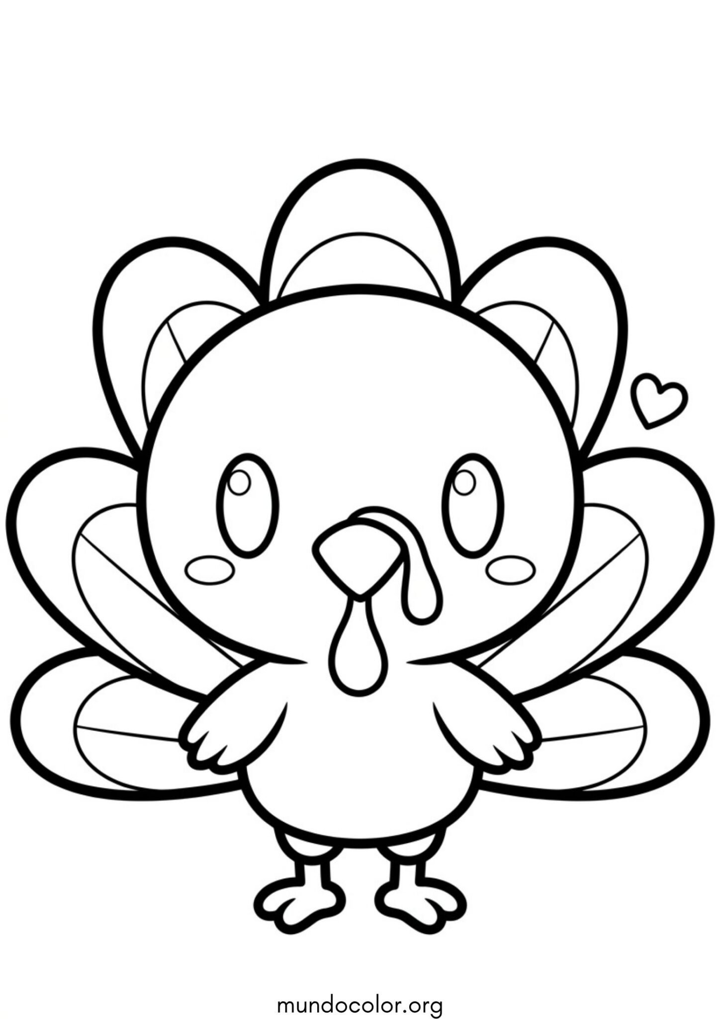 Dibujo de Pavo estilo kawaii para colorear