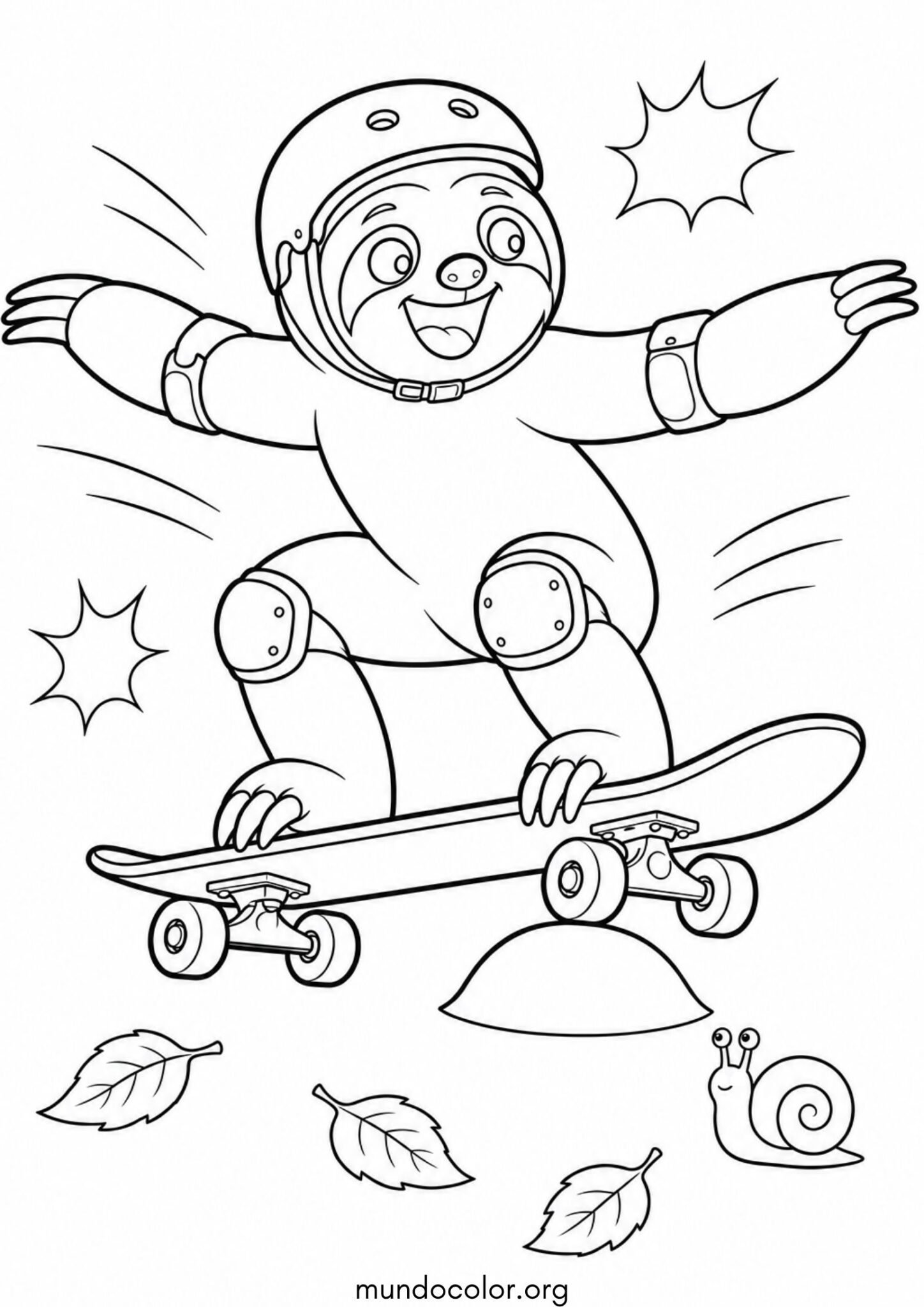 Dibujo de Perezoso en patineta para imprimir Dibujo de Perezoso en patineta para colorear