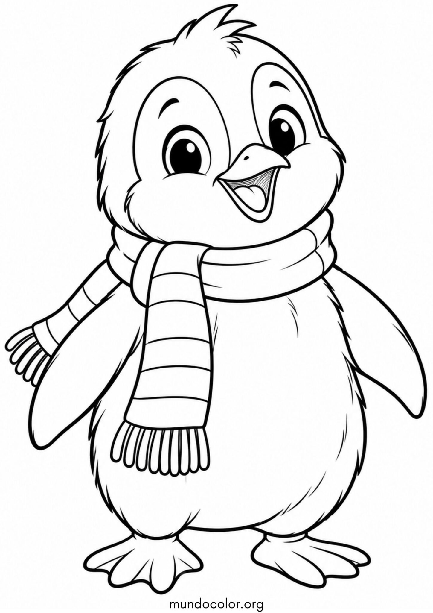 Dibujo de Pingüino abrigado con bufanda para colorear