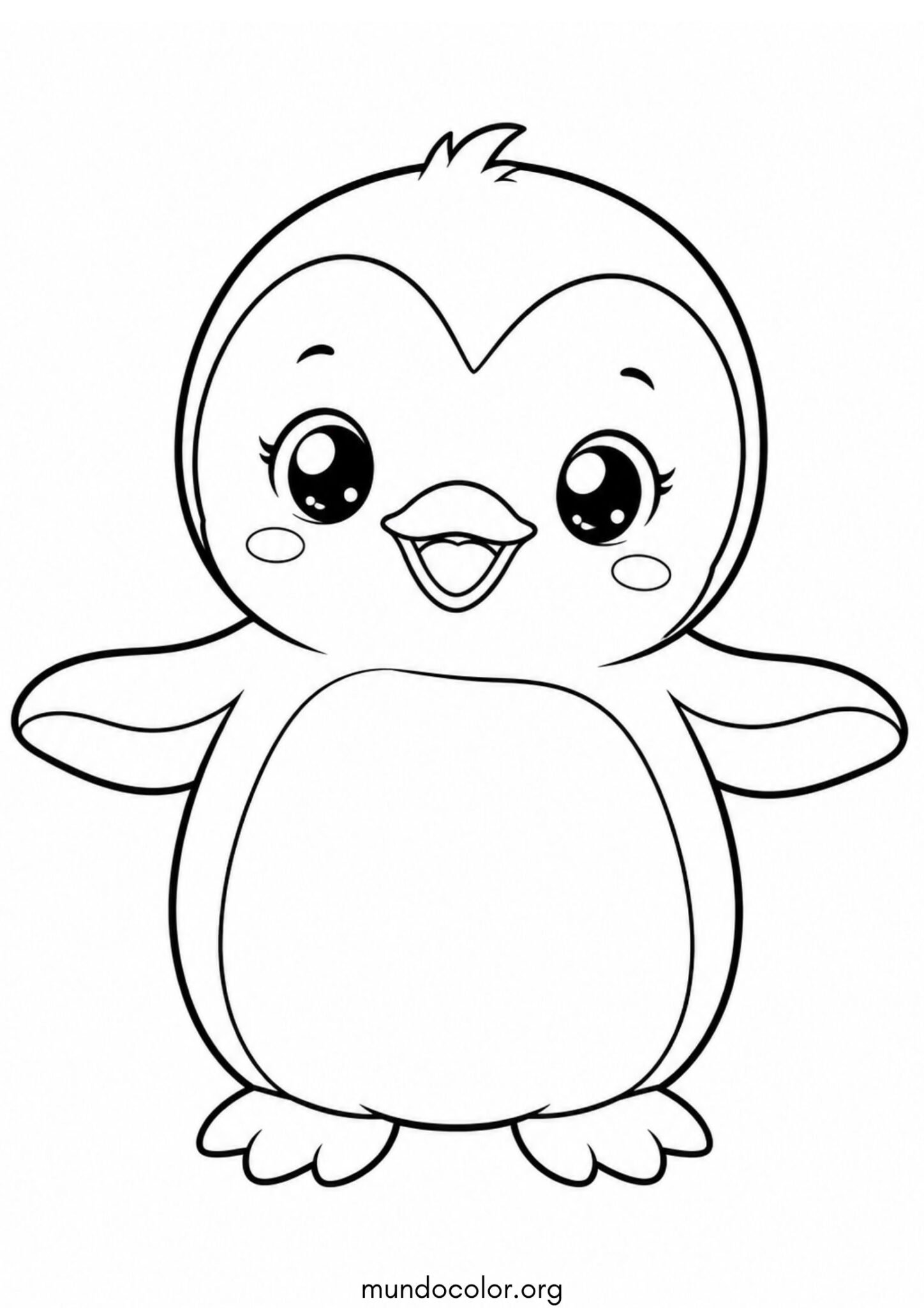 Dibujo de Pingüino kawaii tierno para imprimir Dibujo de Pingüino kawaii tierno para colorear