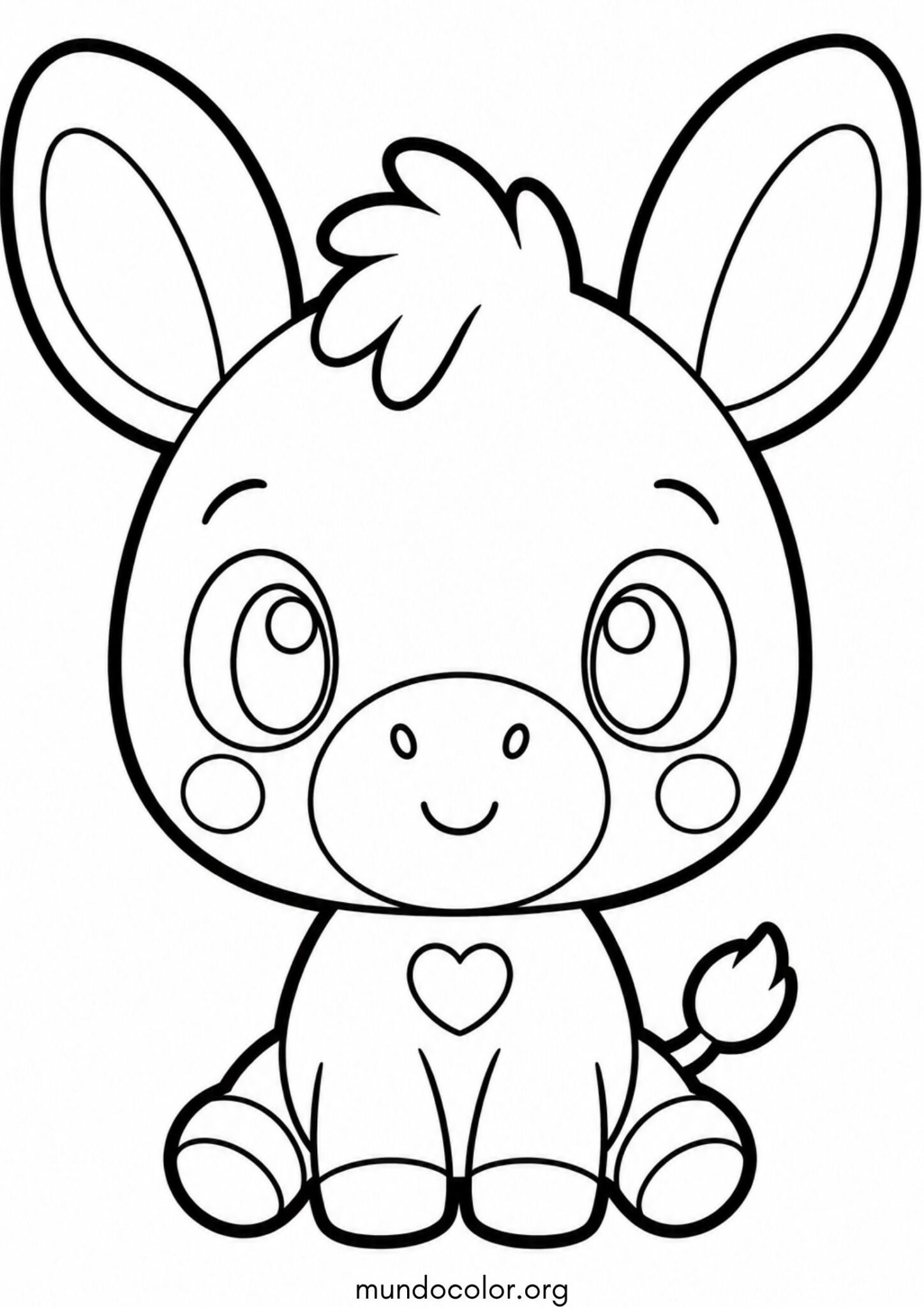 Dibujo de Tierno burrito kawaii para colorear