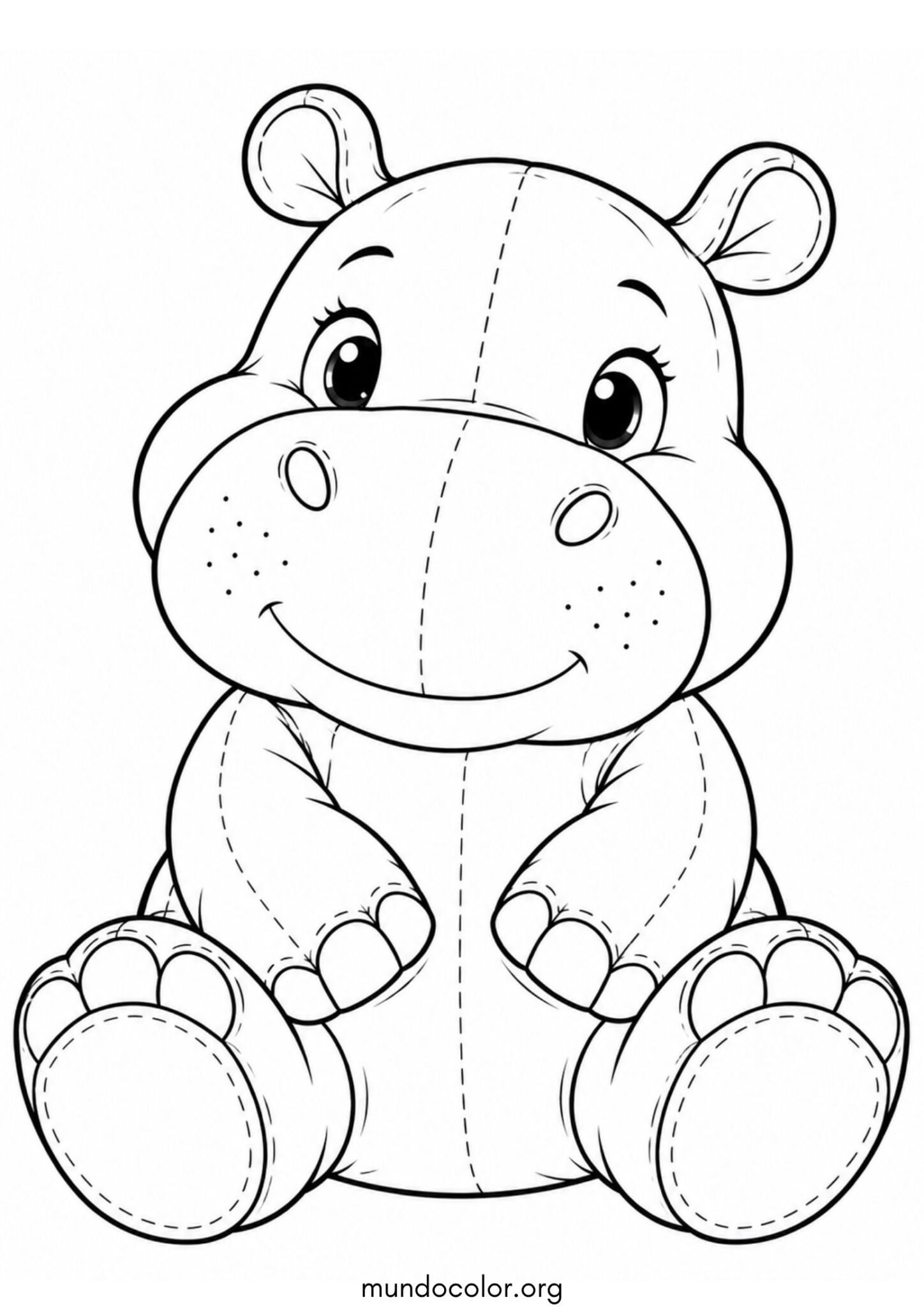 Dibujo de Tierno hipopótamo de peluche para imprimir Dibujo de Tierno hipopótamo de peluche para colorear